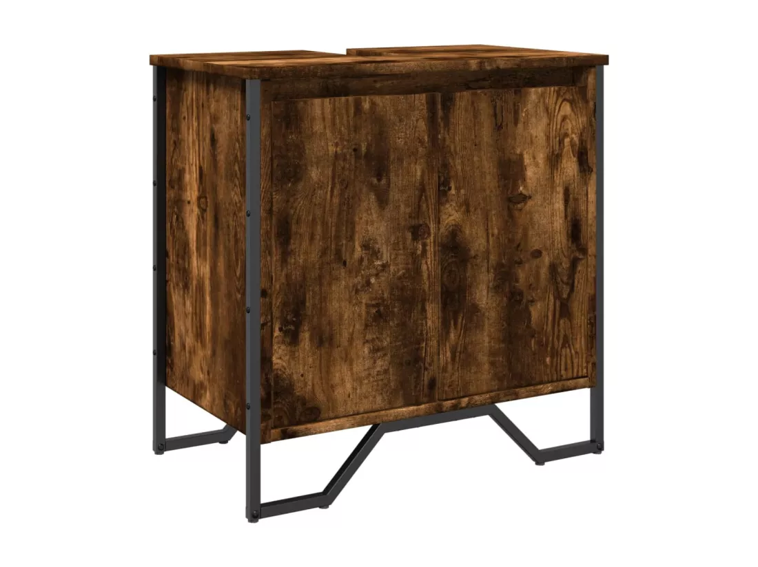Armoire lavabo de salle de bain chêne fumé 60x35x60 cm
