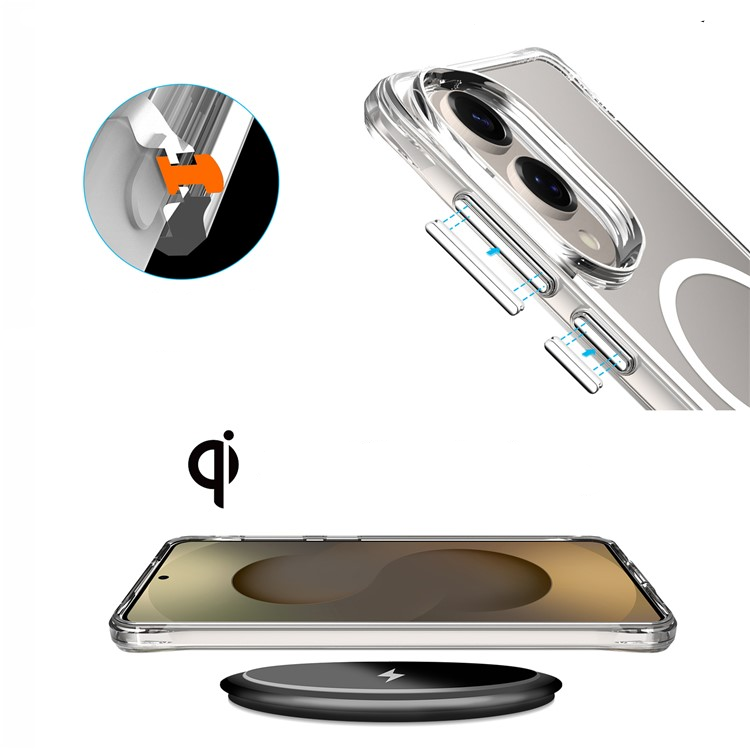 Samsung Galaxy S25 Edge Hybrid Hülle TPU Bumper Acryl Rückseite MagSafe-Modul - Transparent