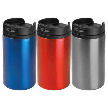 Macma Trinkbecher 250 ml, 3 Stück je 1x silbergrau, blau und rot