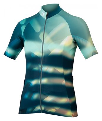 Maillot Manches Courtes Femme Endura Virtual Texture Bleu glacier