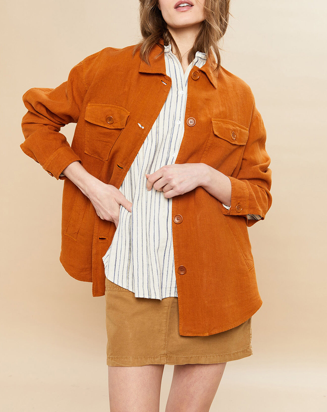 Hartford Veste 100% Lin Voltige caramel