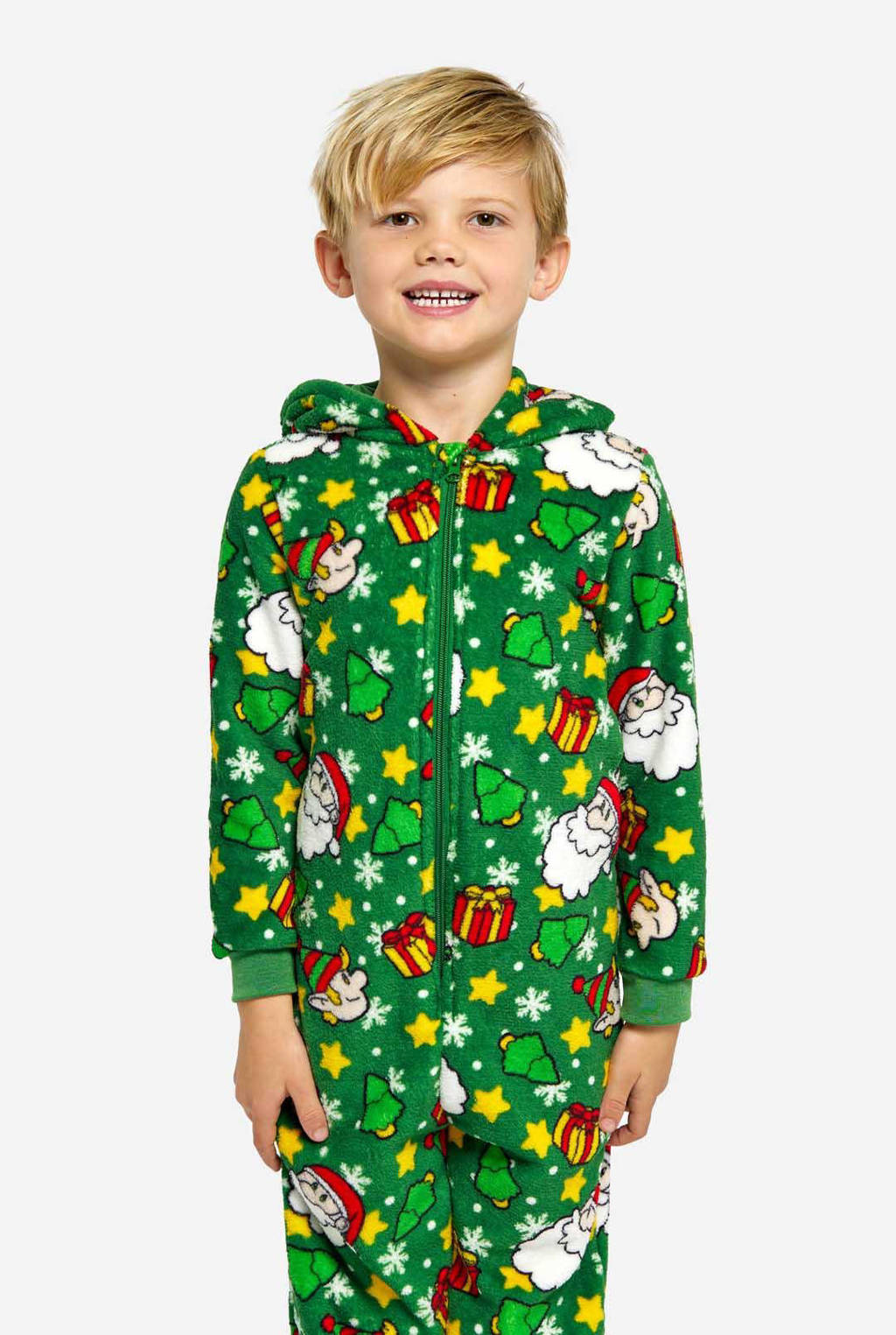 Suitmeister onesie Santa Elves met all over print groen