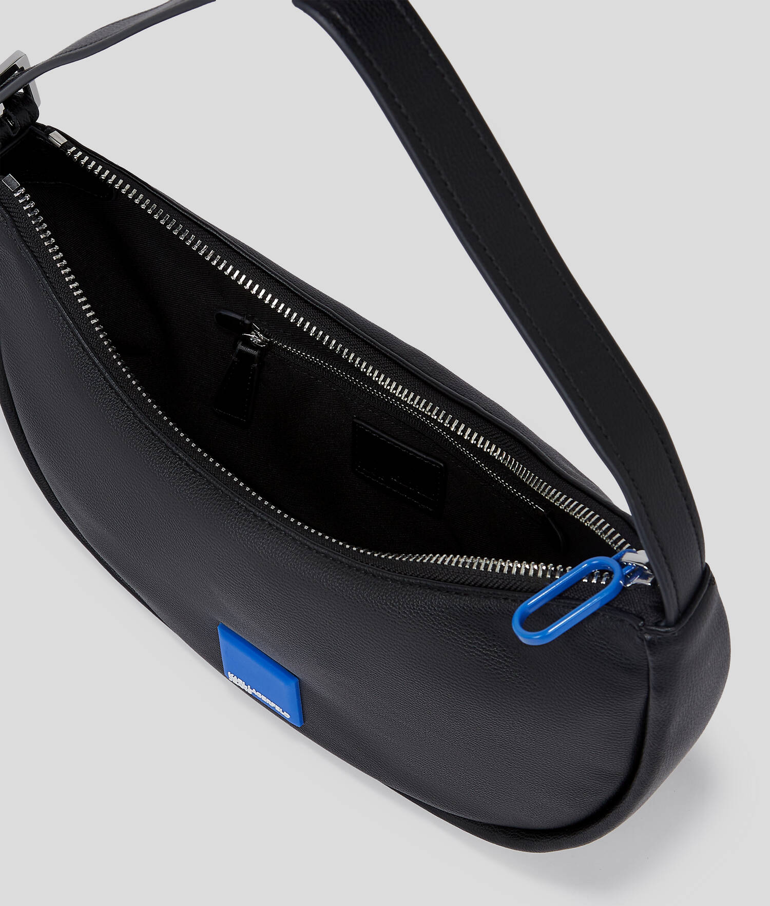 SAC DEMI-LUNE PORTÉ ÉPAULE KLJ AVEC LOGO ENCADRÉ - Noir