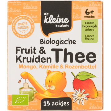 De Kleine Keuken Biologische Fruit & Kruiden Thee Mango, Kamille & Rozenbottel 6+ Maanden 15 x 2 g