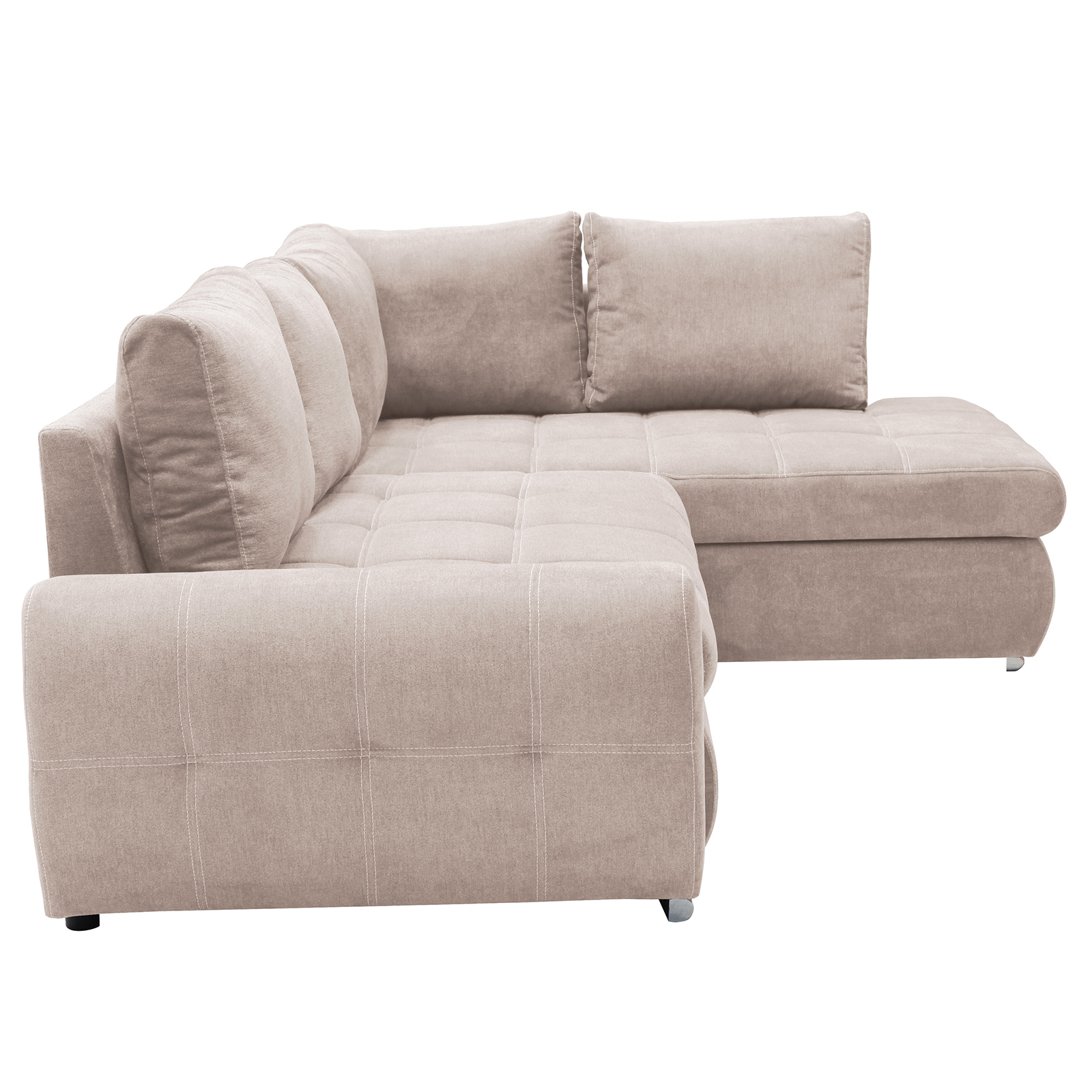 Ecksofa - beige - mit Liegefunktion und Staukasten - Recamiere rechts