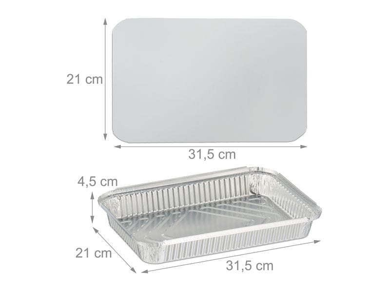 relaxdays Grillschale mit Deckel 25 Stück Aluschalen mit Deckel