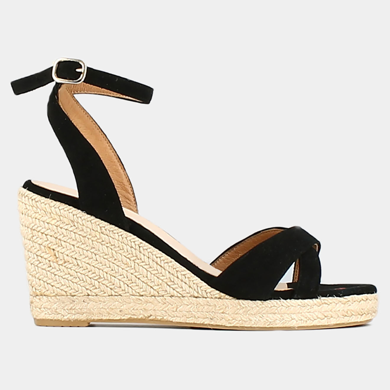 Jonak Espadrilles en Velours de Cuir Sibel noires - Talon 10.5 cm