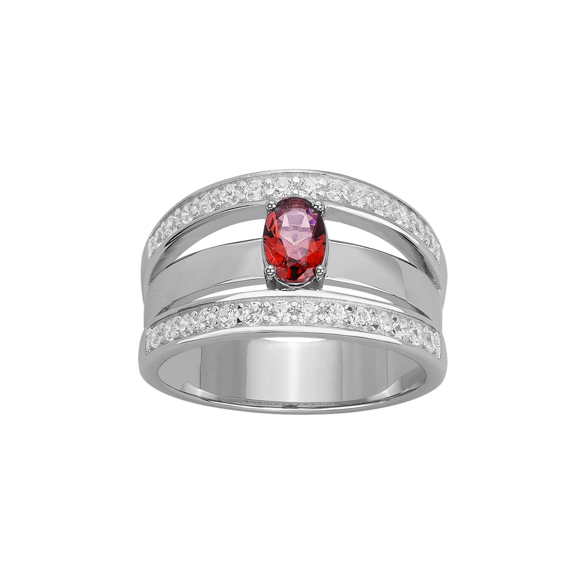 Bague de fiançailles en Argent avec spinelle rouge rubis
