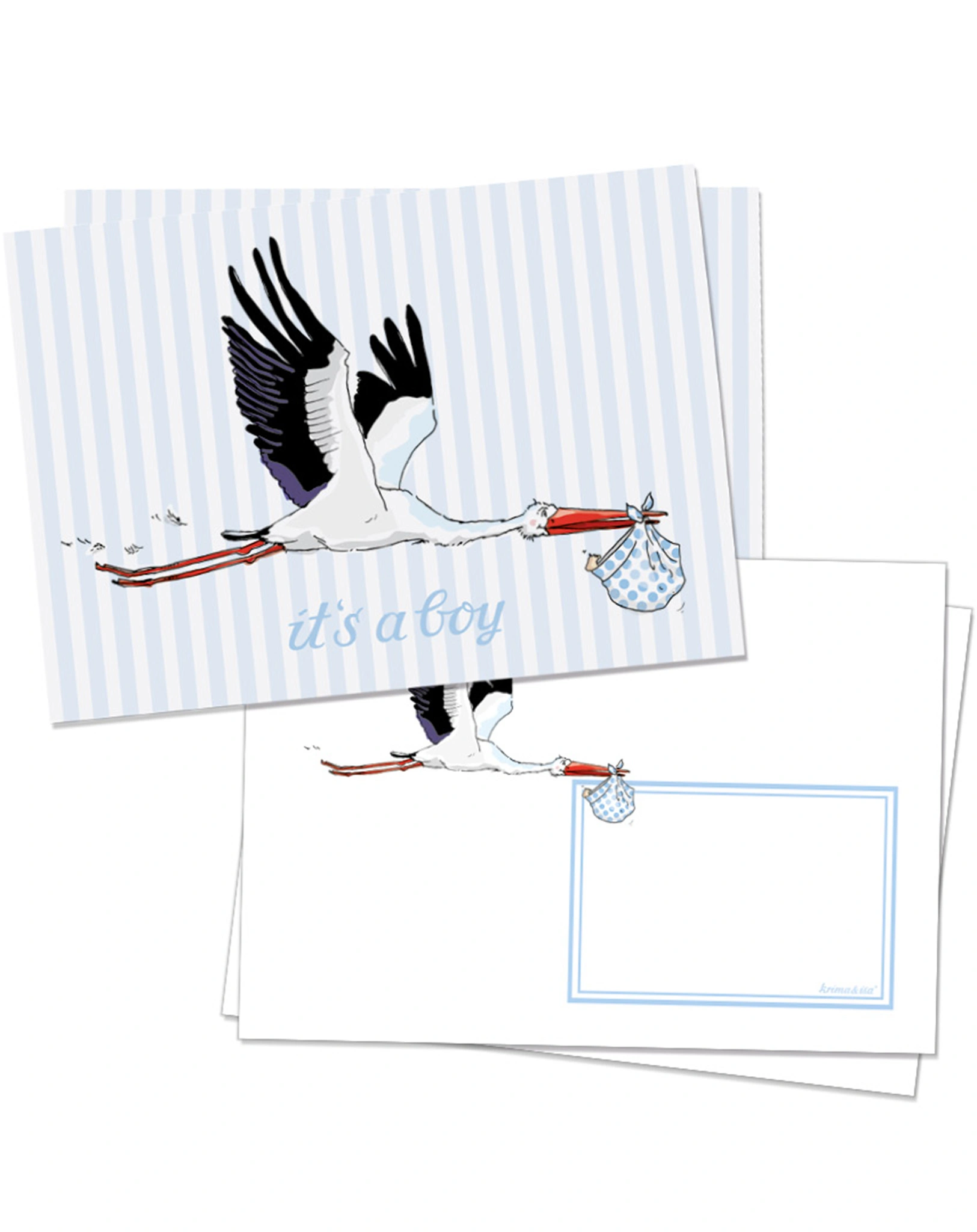 Klappkarte STORCH 2er-Set in blau