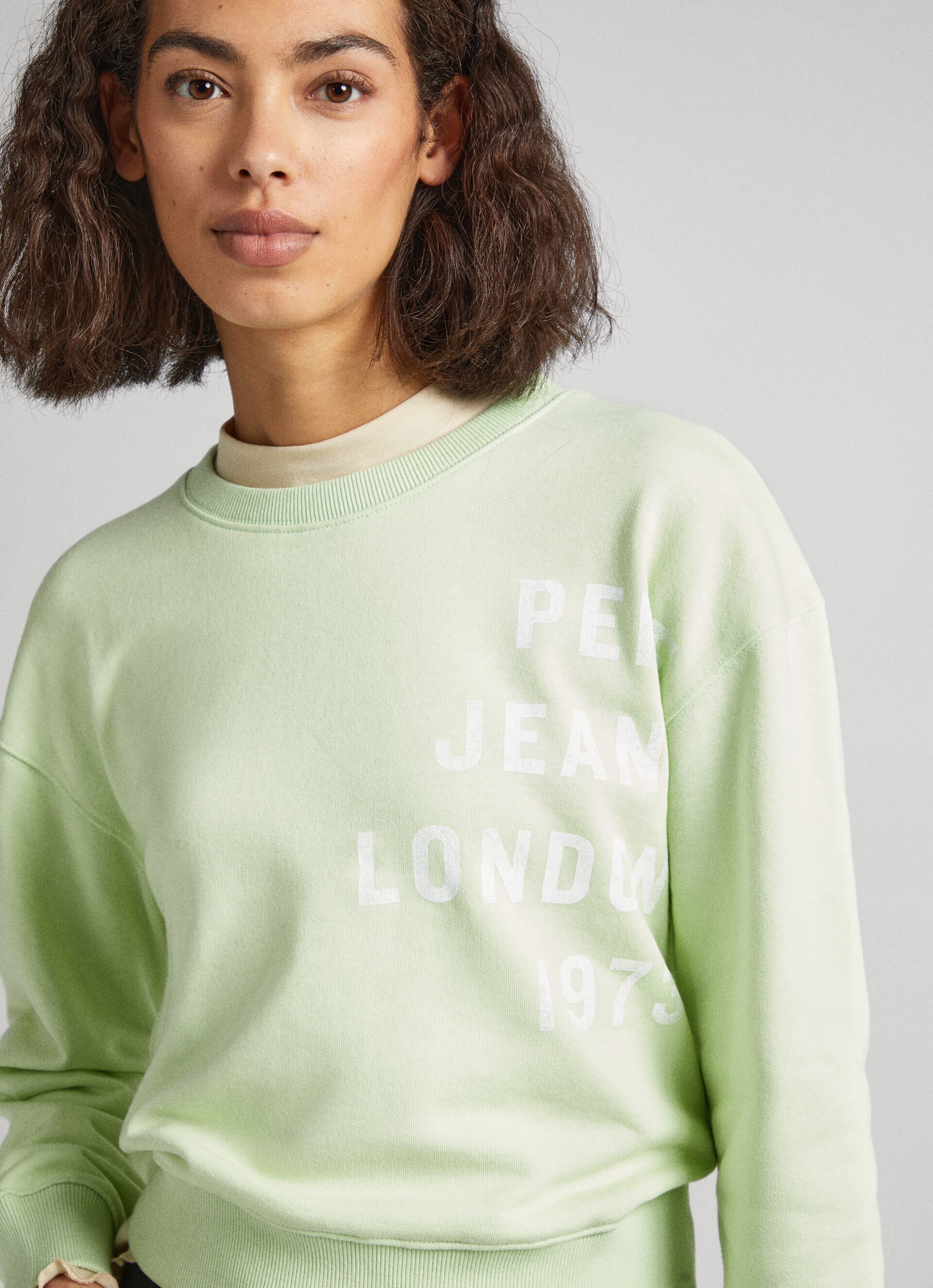 Moletom de algodão com logo estampado - verde claro