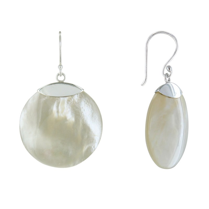 Boucles d'Oreilles Argent Disque Nacre - Classics