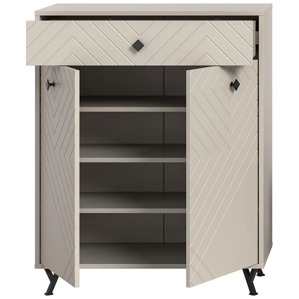 Hioshop Notes schoenenkast 2 deuren mat beige
