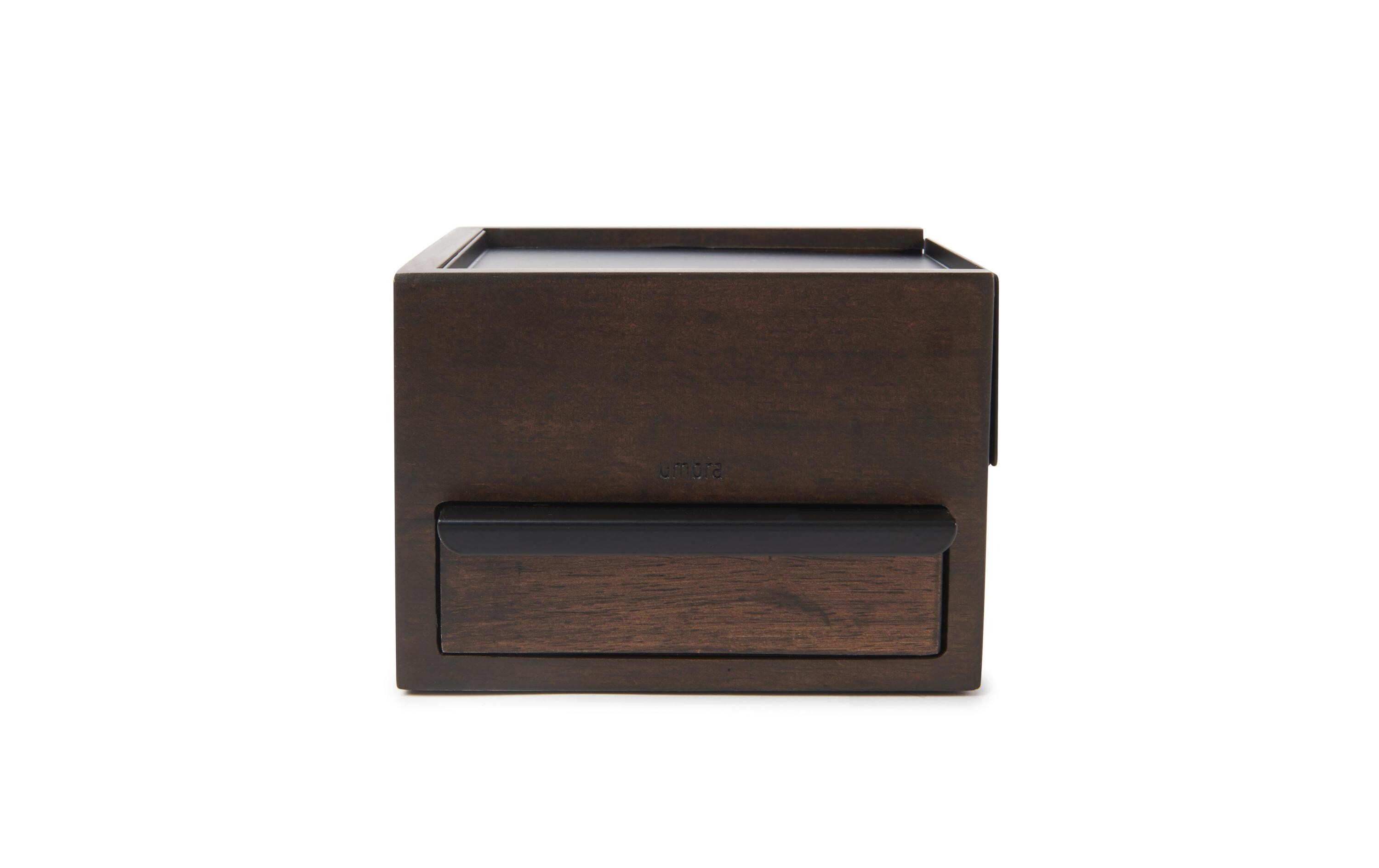 Schmuckschatulle Stowit Mini 15 x 17 cm, Braun/SchwarzModerner Schmuckkasten mit Geheimfächern