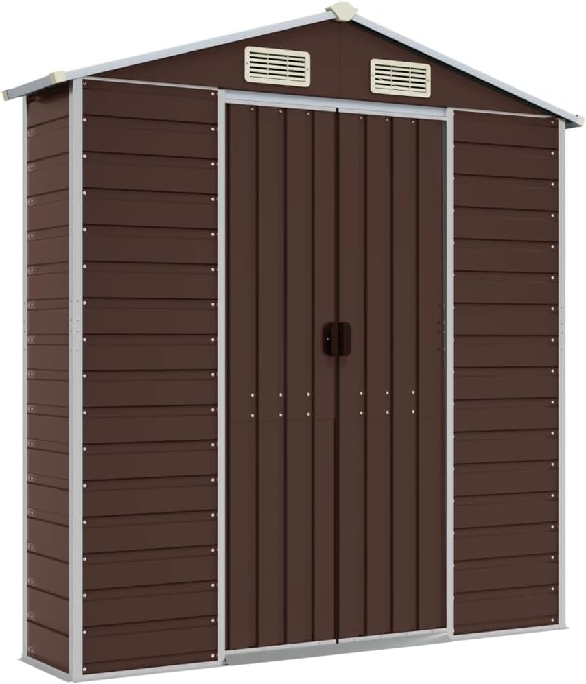 vidaXL Gerätehaus Braun 191x130x198 cm Verzinkter Stahl