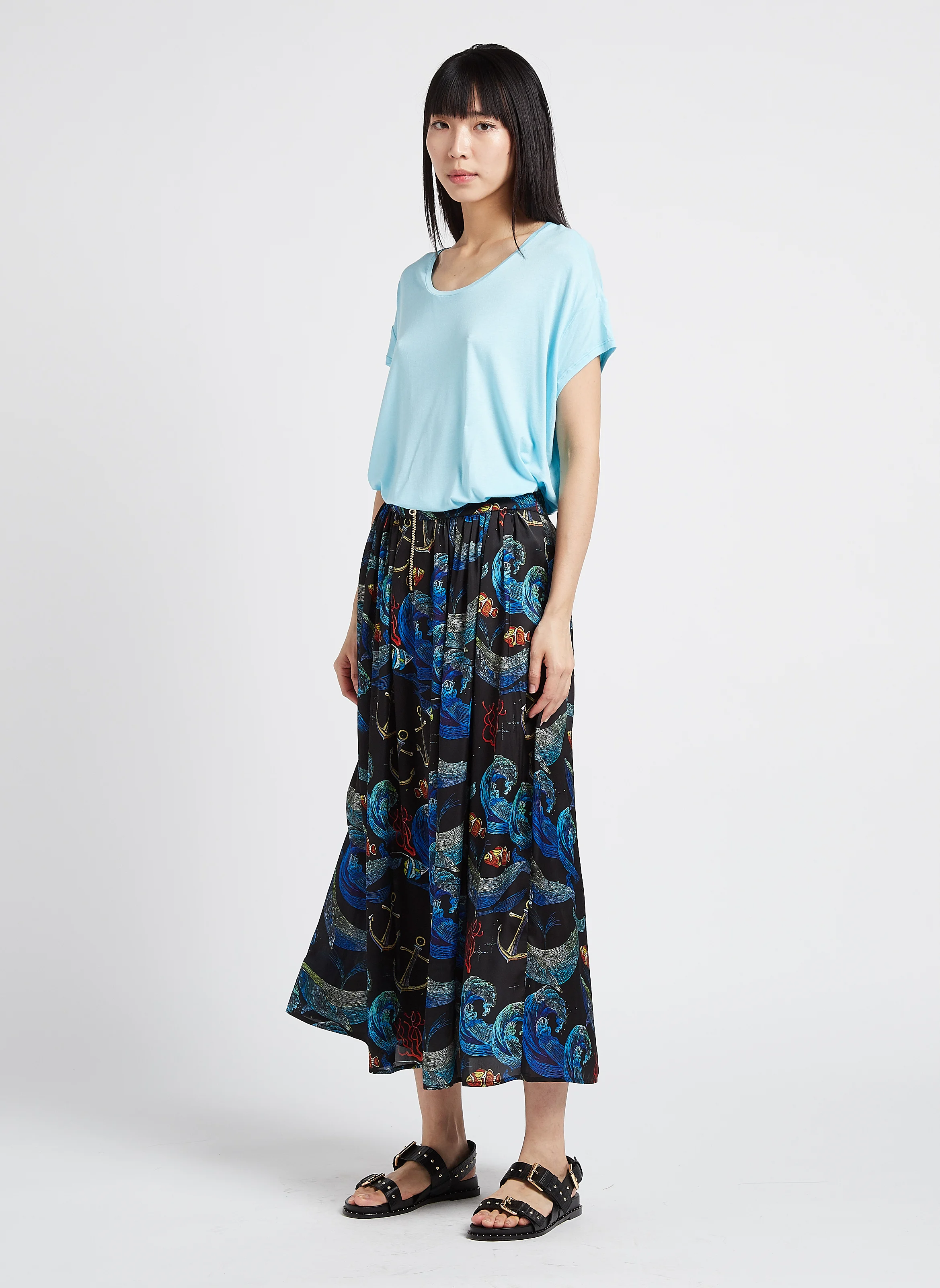 MARLOW - Tee-shirt col rond ample | Bleu