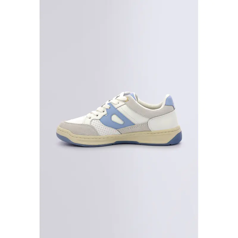 KIKOUAK JUNIOR BLANC BLEU BASKETS BASSES Cuir Mixte