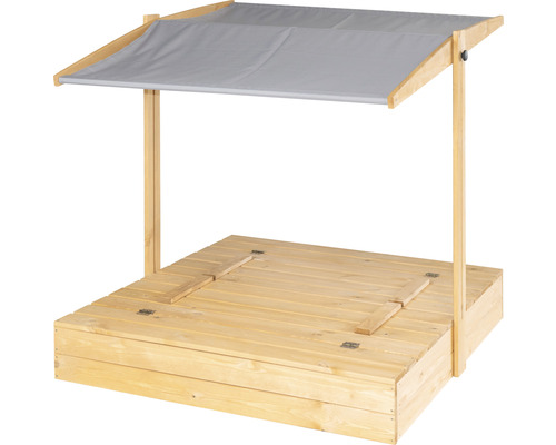 Zandbak met dak 120 x 120 x 118 cm, hout, bruin