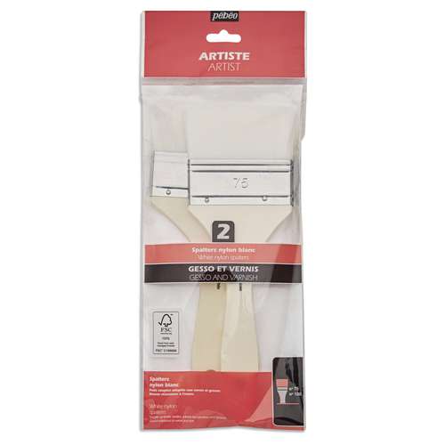 pébéo 2er-Set Gesso und Lack-Spalterpinsel, weiße Synthetikfaser