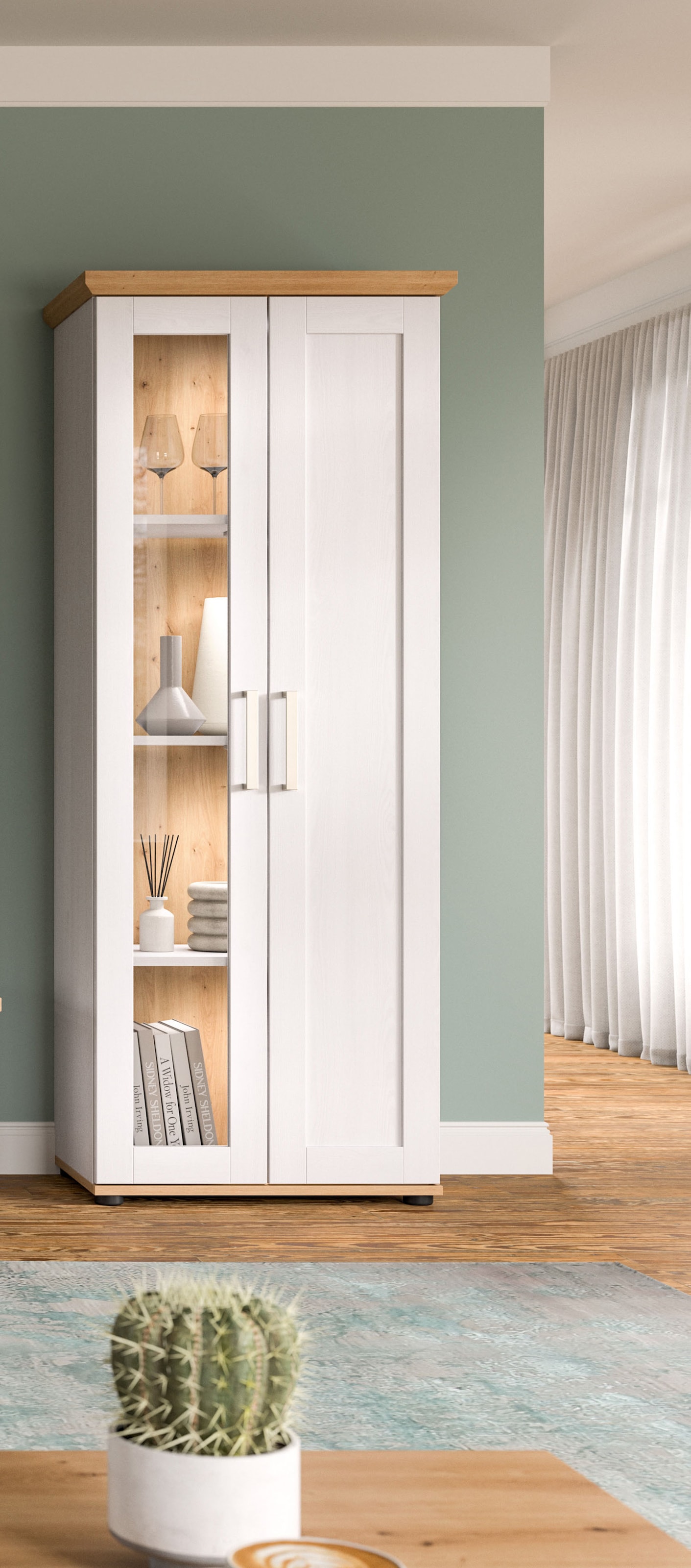 Home affaire Vitrine »Cosenza, Höhe 161 cm, 2 Türen, 4 Fächer« 1 Stk. tlg. Vitrine, Höhe 161 cm, Wohnzimmer, Esszimmer