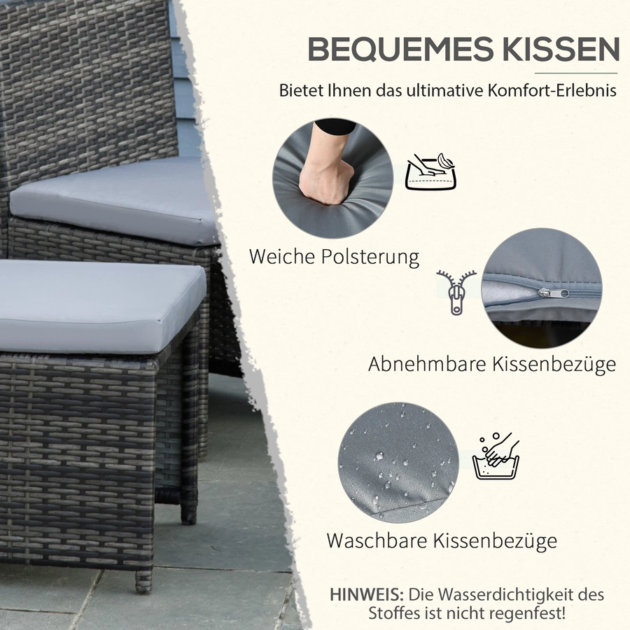 Outsunny Gartenmöbel Set mit kompaktem Design grau