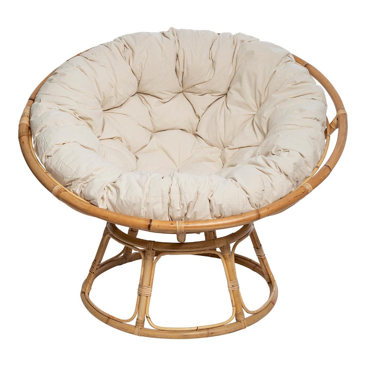 FAUTEUIL PAPASAN ROTIN SERAM BLANC