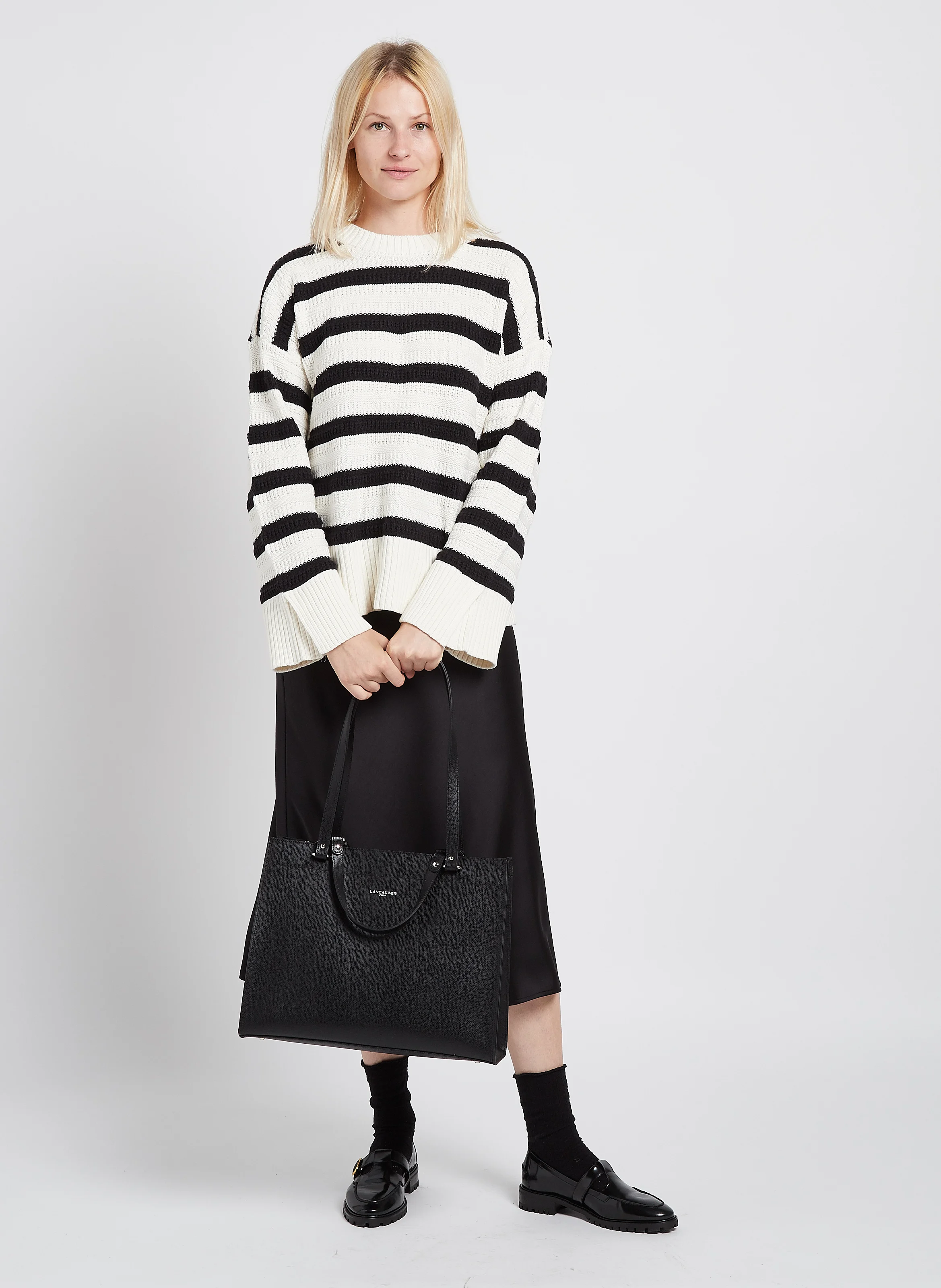 Grand sac cabas en cuir| Noir