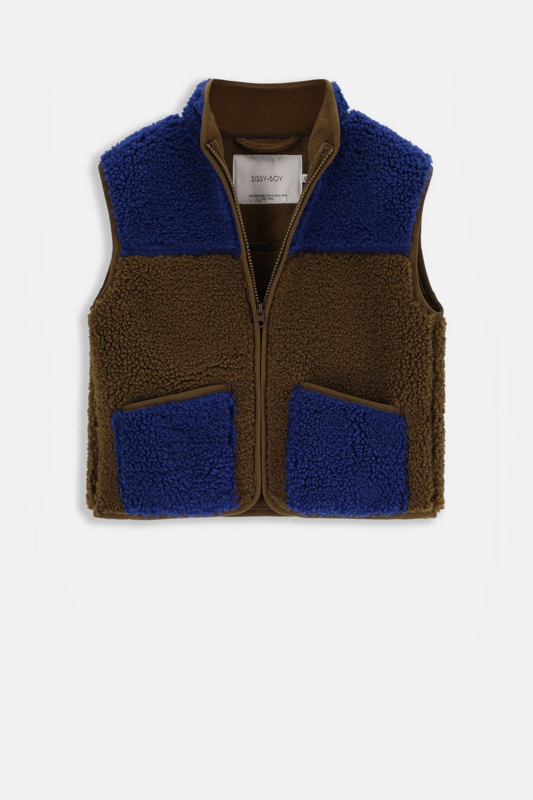 Colourblock teddy gilet