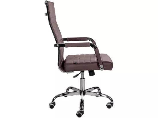Chaise de bureau - Similicuir & Métal chromé - Marron - Amadora