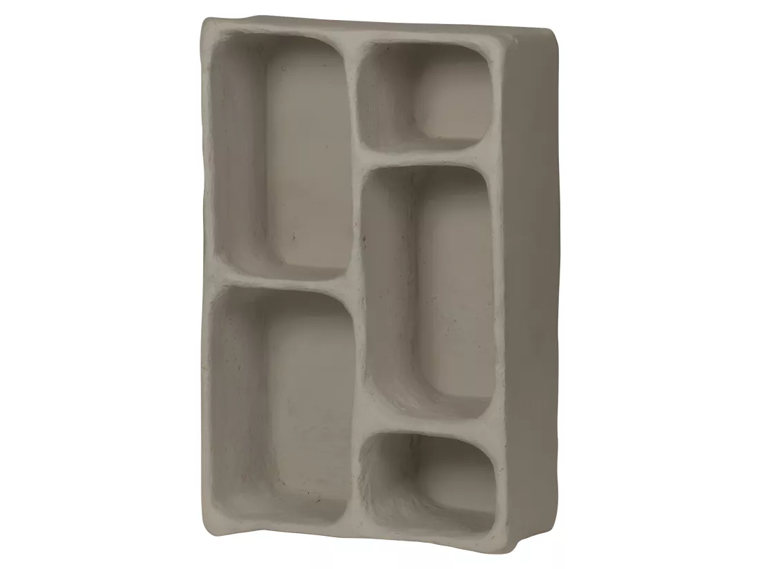 Clay - Étagère murale en papier mâché 5 niches - Gris