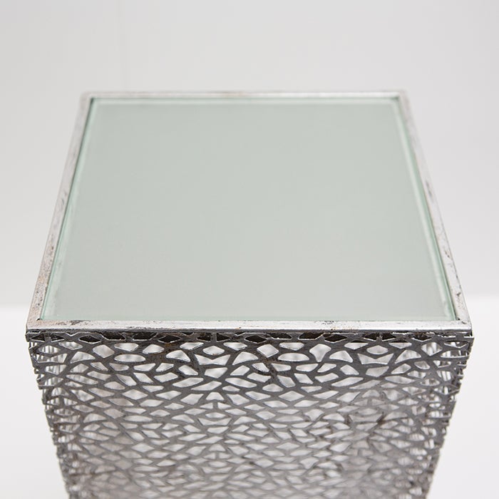 Gildenzuil, hoogte 70 cm, breedte 27 cm, zilverkleurig, glas, metaal