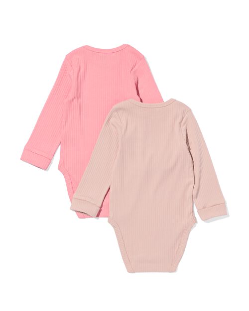lot de 2 bodys côtelés bambou rose