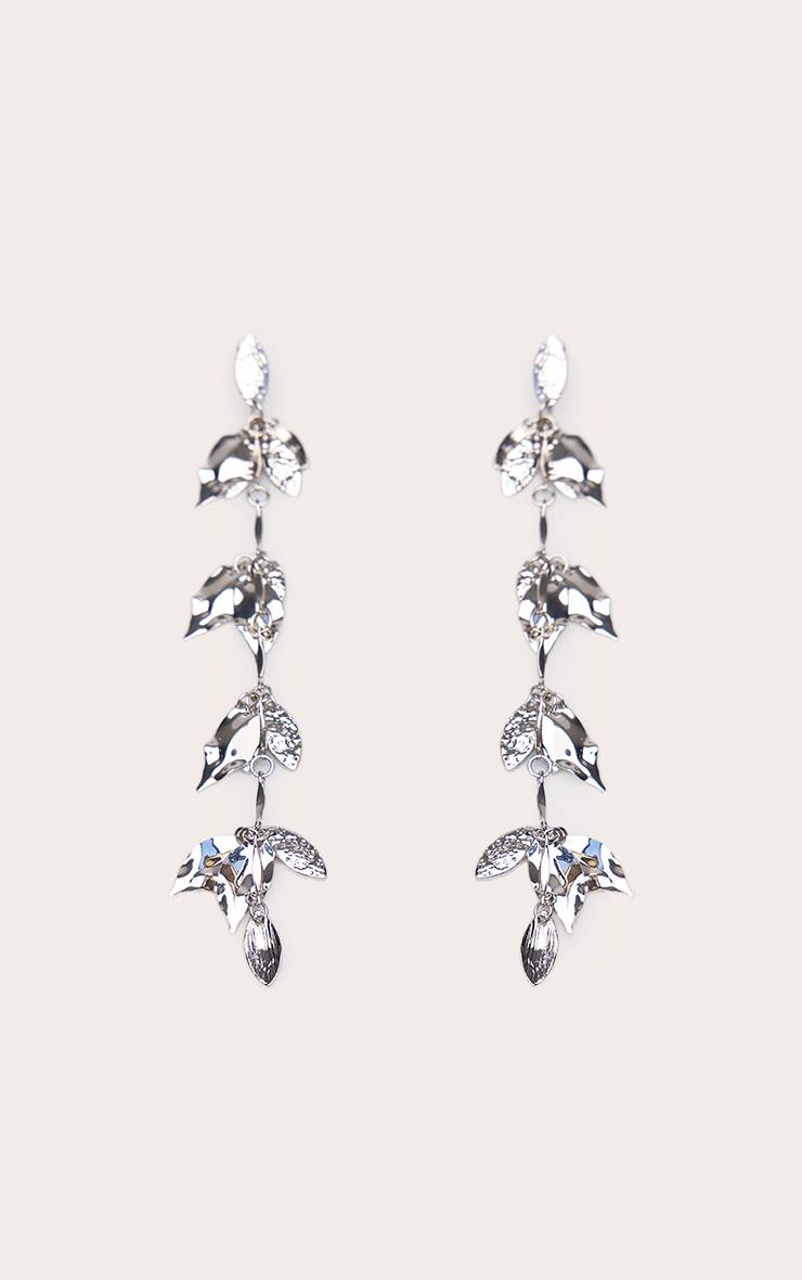 Argenté Boucles D'oreilles Drapées Feuille Dorée