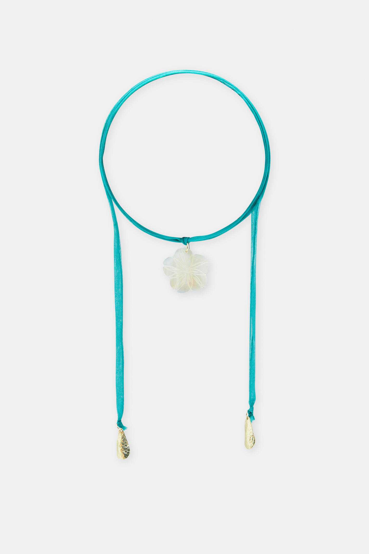Colar com pingente de flor - Turquesa