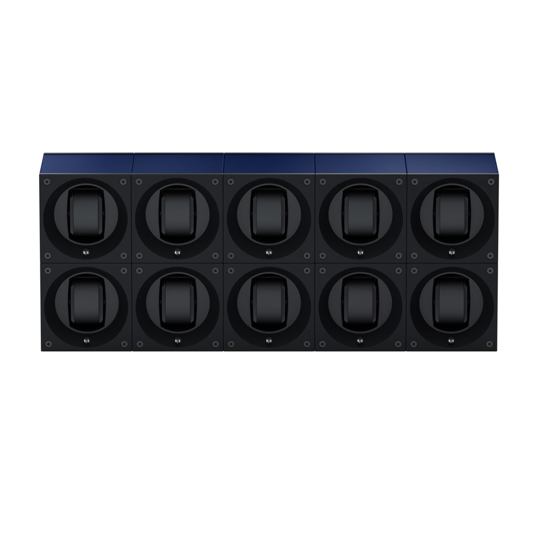 SwissKubik Masterbox Aluminium Marineblau - 10 Uhren