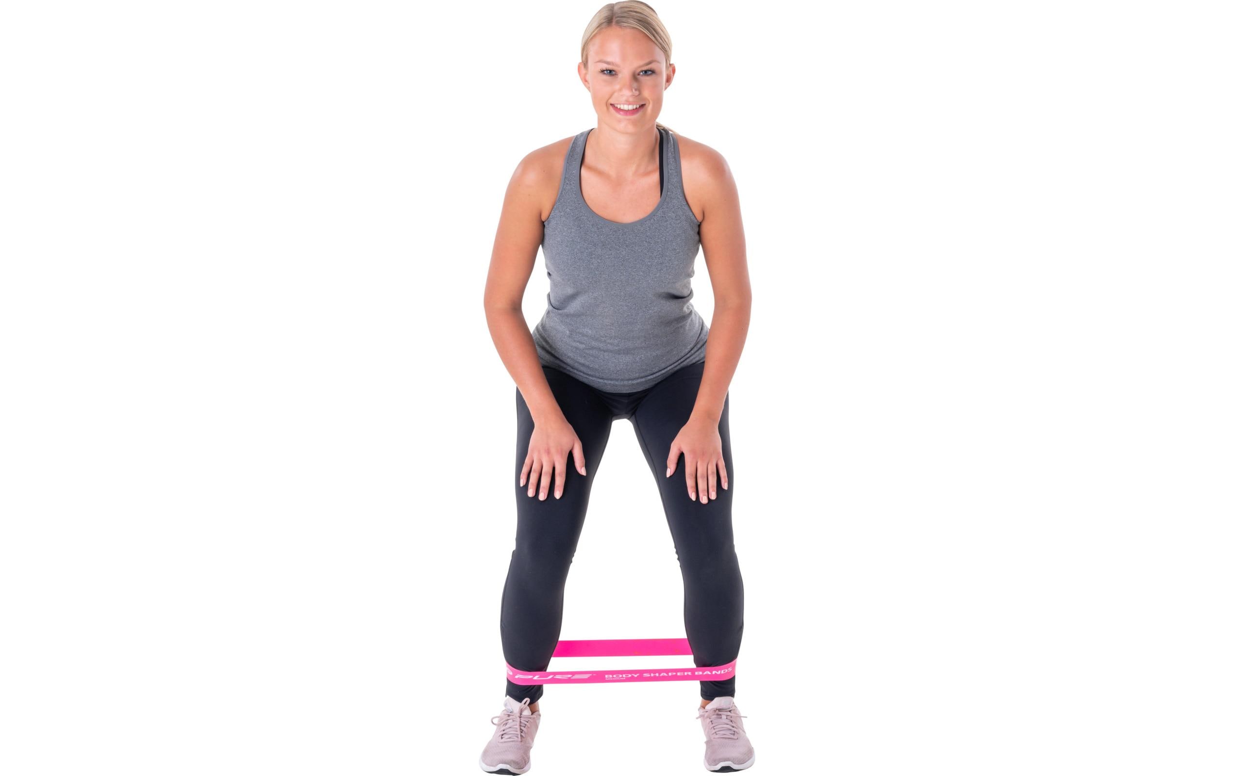 Fitnessband 3er-Set, leicht bis stark, Lila/Rosa/GrauWiderstandsbänder in drei Stärken