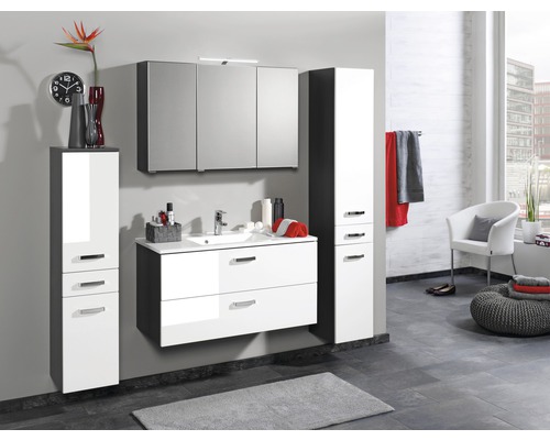 Held Furniture spiegelkast 100 x 20 x 66 cm donkergrijs 3-deurs 005