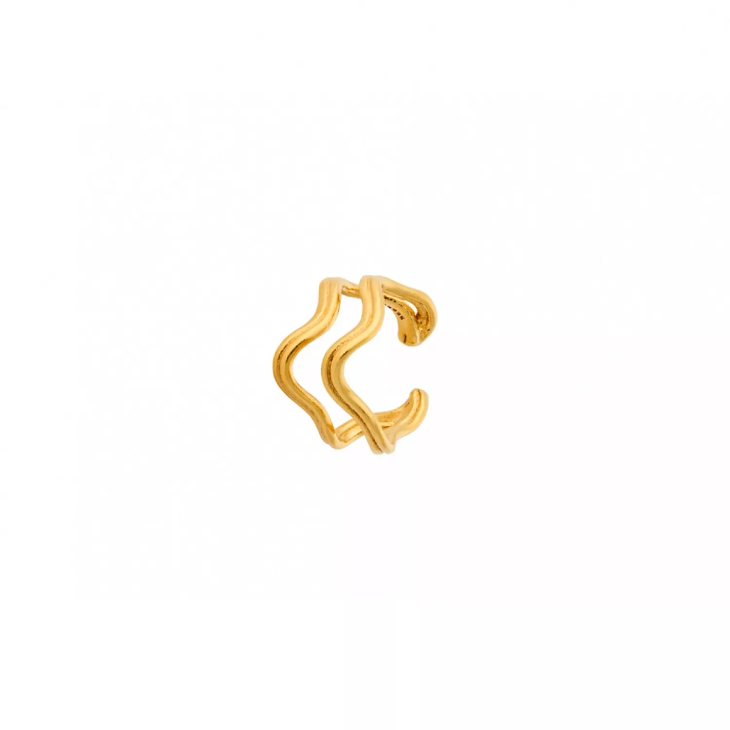 Pernille Corydon Double Wave Ørering Single 18 kt. Forgyldt Sølv e-457-gp