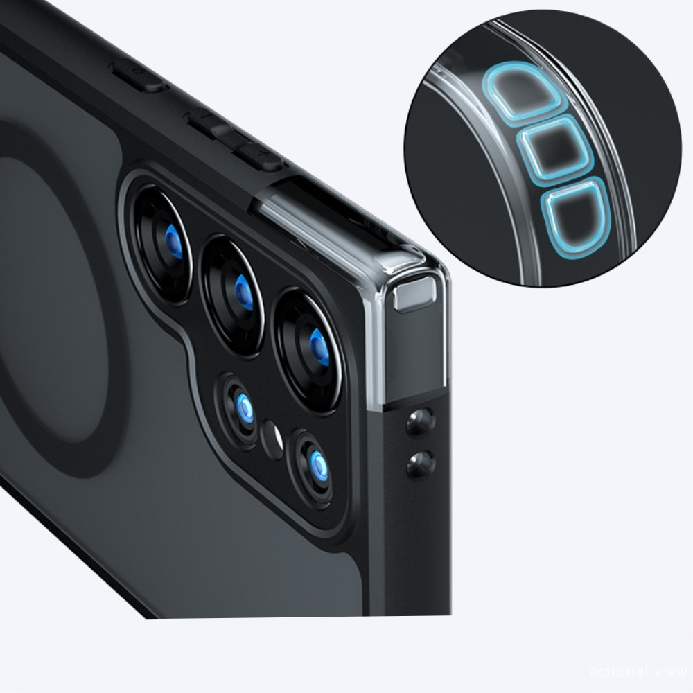 Samsung Galaxy S24 Ultra Hybrid Hardcase Hülle mit TPU Bumper MagSafe-Modul - Schwarz