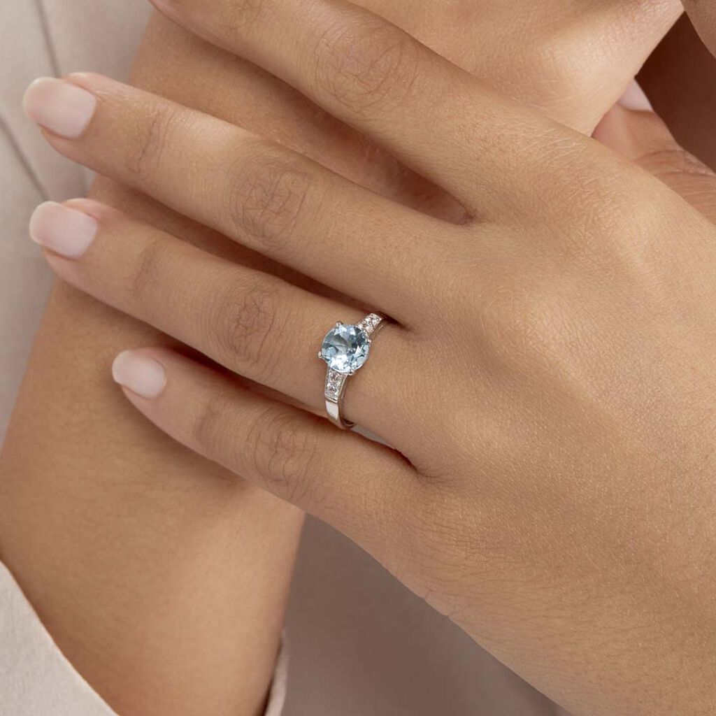Bague Maysara Or Blanc Topaze Et Oxyde De Zirconium