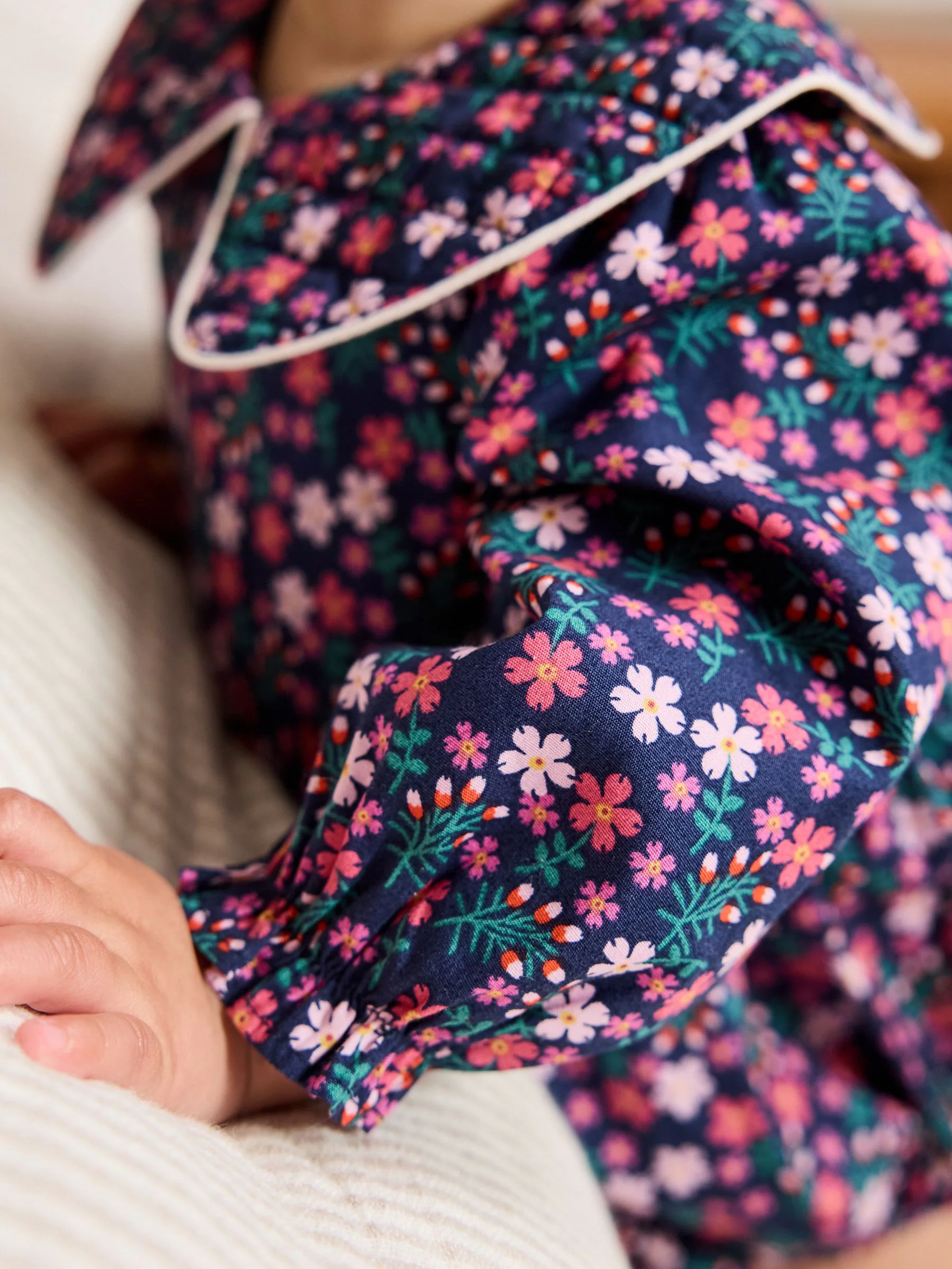 Marineblauwe fijne print - Babyrompers met bloemenprint Set 2 -delig met maillot (0mnd -3jr)