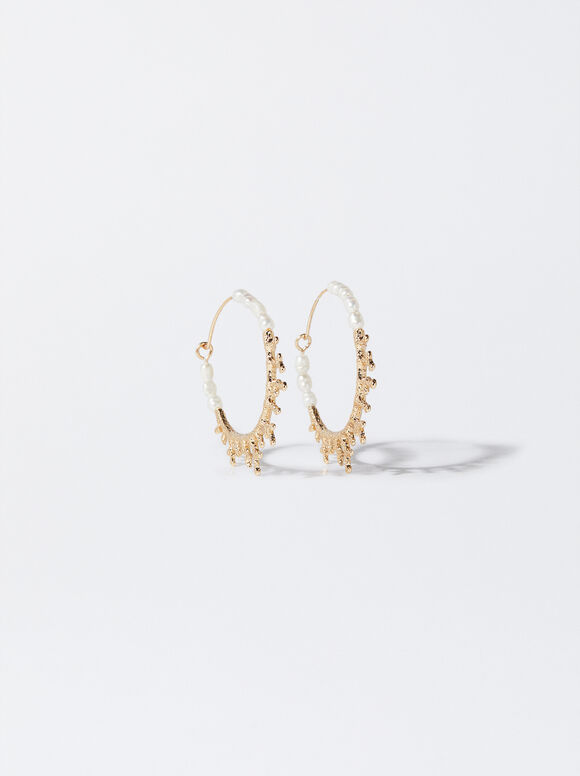Brincos com pérola de água doce - Dourado