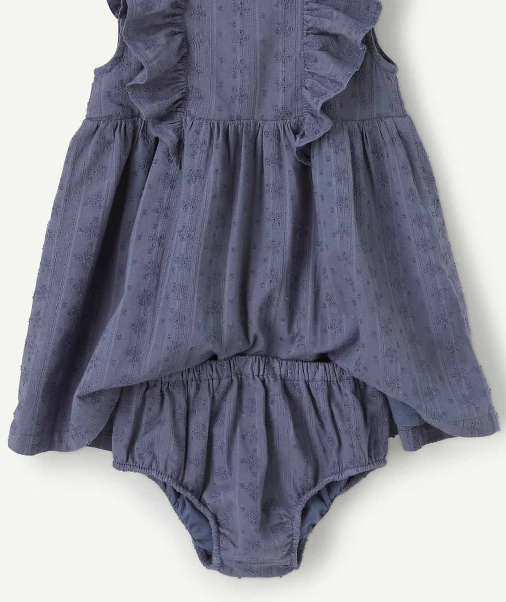 ROBE AVEC BLOOMER BÉBÉ FILLE BLEU MARINE AVEC BRODERIE
