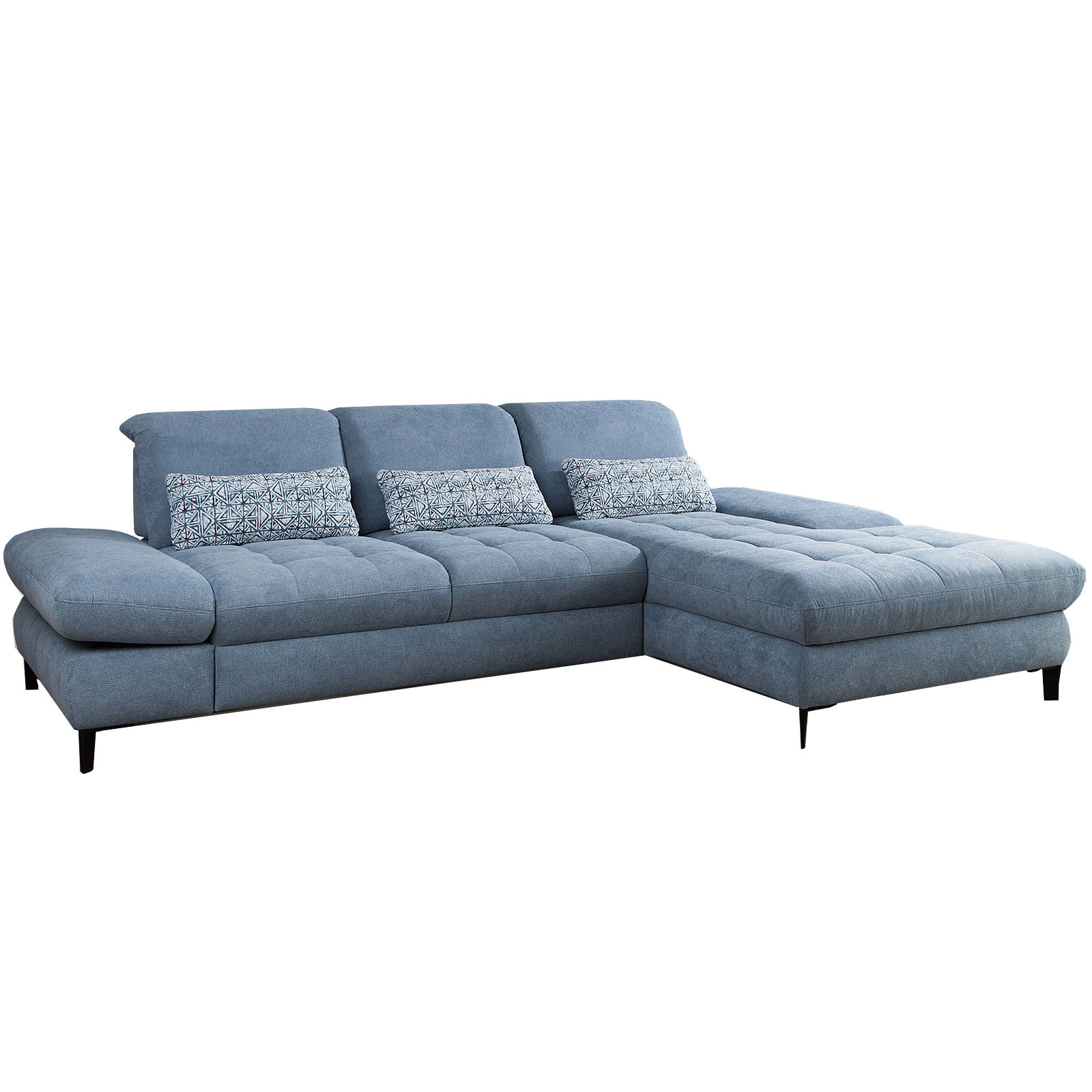 Ecksofa - blau - Recamiere rechts - Basismodell