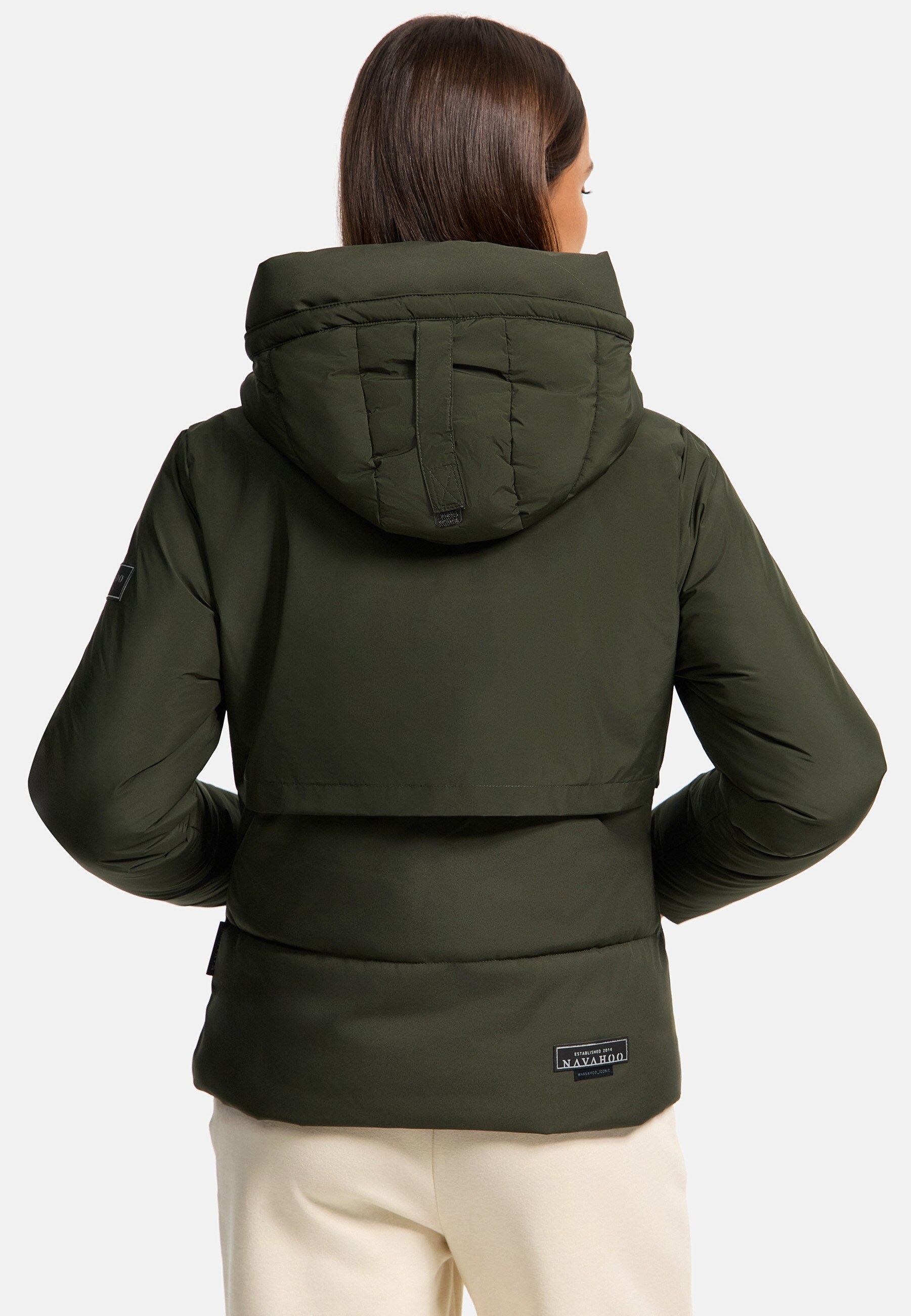 NAVAHOO Damen Winterjacke Recyceltes gefütterte Outdoor Jacke Kapuze & Stehkragen Liebesküken