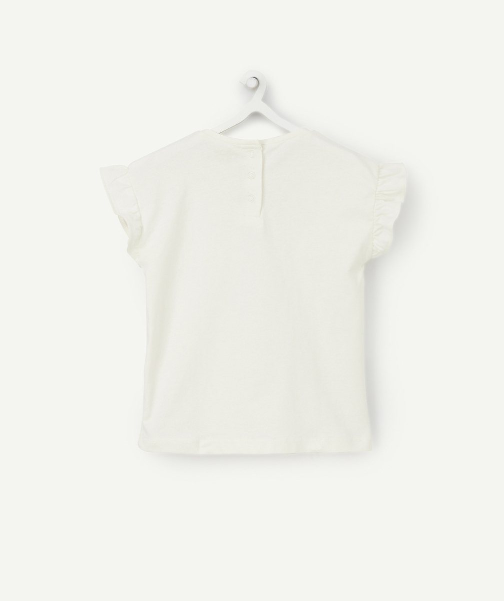 T-SHIRT ÉCRU BÉBÉ FILLE EN COTON BIOLOGIQUE AVEC LUNE À SEQUINS