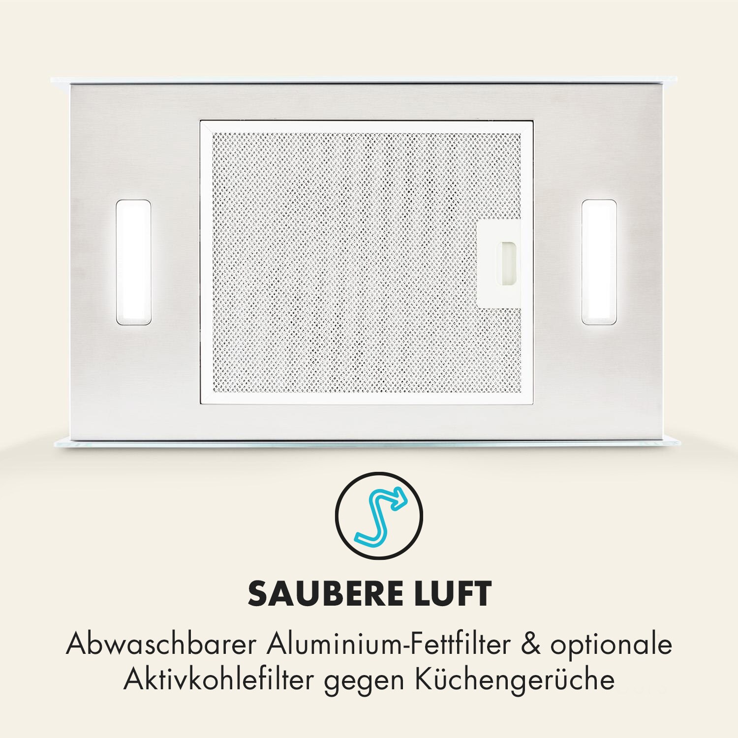 Kronleuchter L Inselabzugshaube 60cm Abluft: 590m³/h LED Touch Glas weiß Weiß