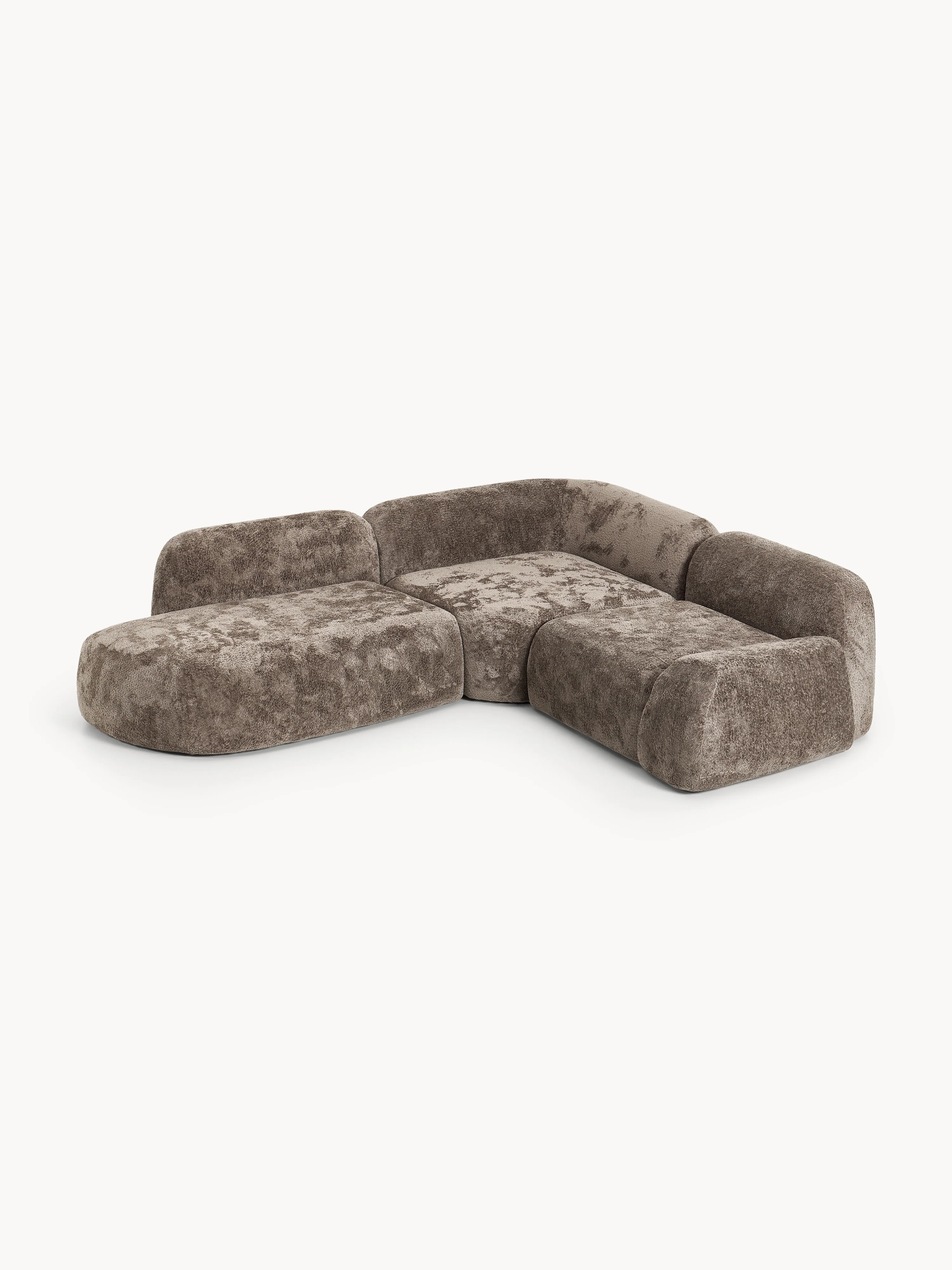 Modulaire teddy-bouclé hoekbank Wolke (4-zits) met chaise-longue