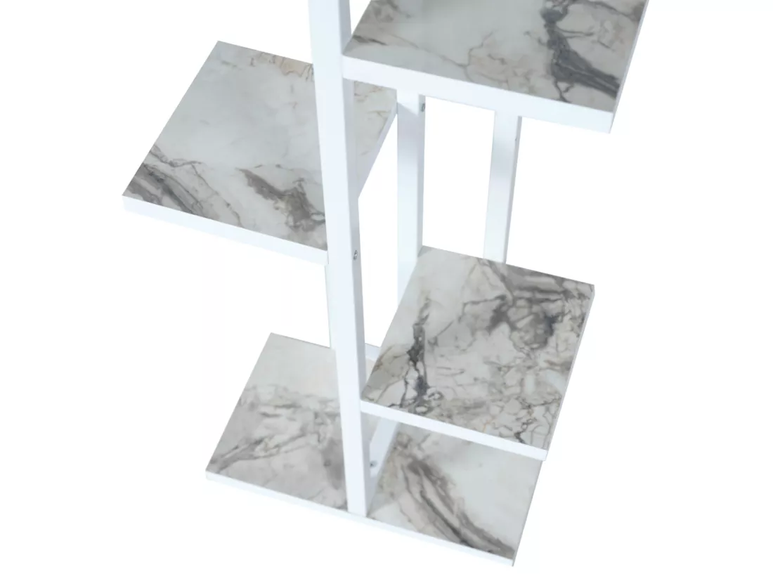 Support de plantes Tohmajärvi à 5 niveaux 120 x 34 x 21 cm marbre blanc / blanc [en.casa]
