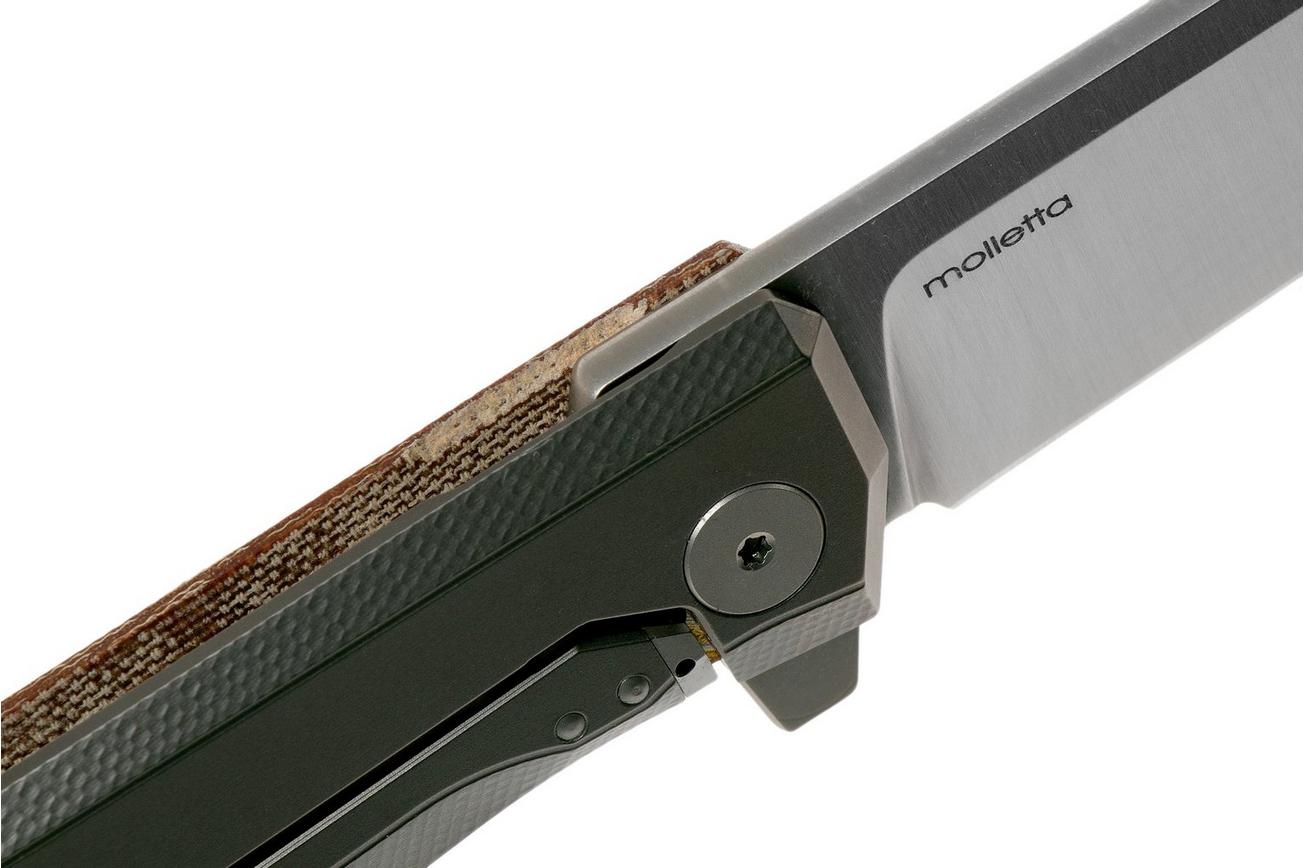 LionSteel Myto MT01-CVN Natural Canvas Micarta zakmes, Molletta design