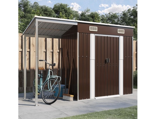 VIDAXL - Abri de jardin avec toit prolongé marron 277x110,5x181 cm ac...